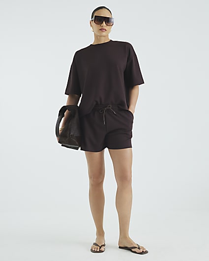 Brown High Waisted Premium Shorts