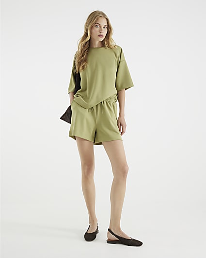 Khaki Premium High Waisted Shorts