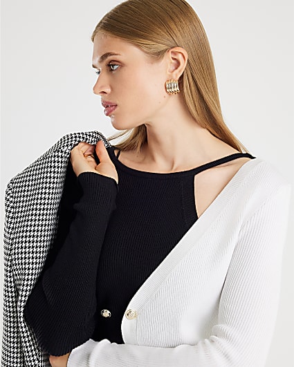 Black Knitted Long Sleeve Asymmetric Top