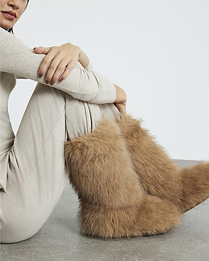 Brown Faux Fur Boots
