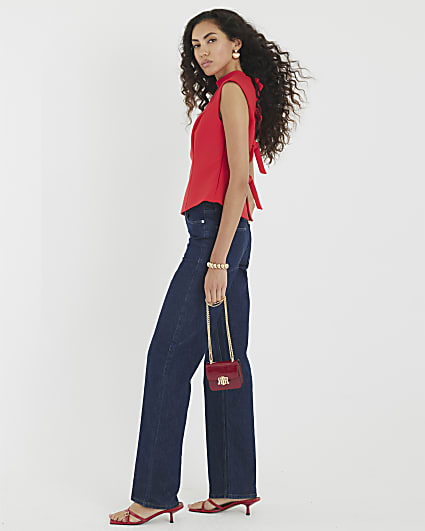 Red Back Bow Fitted Top