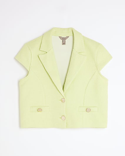 Petite Green Boucle Short Sleeve Jacket