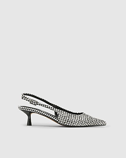 Black Dogtooth diamante Slingback Court heels