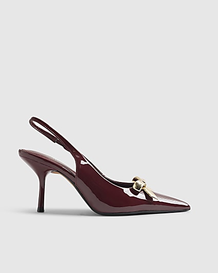Red Metal Bow Court Heels