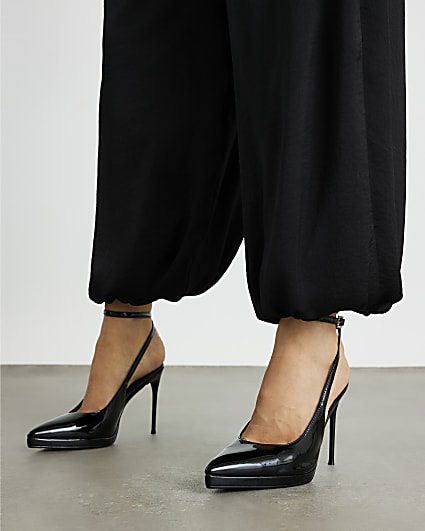 Black Ankle Strap Platform Heels