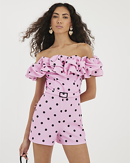 Pink Bardot Puffy Playsuit