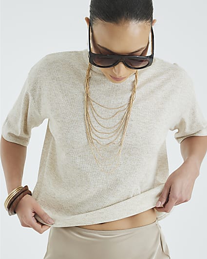 Cream Short Sleeve Oversized T-shirt