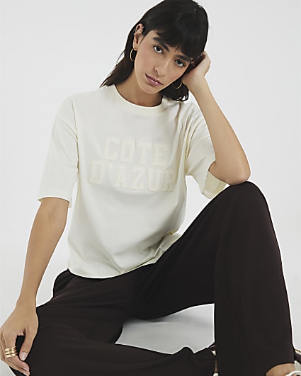 Cream Short Sleeve Cote D'Azur T-shirt