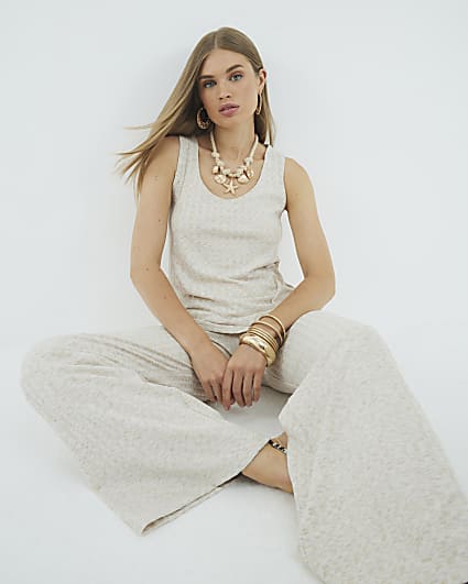 Cream Wide Leg Trousers