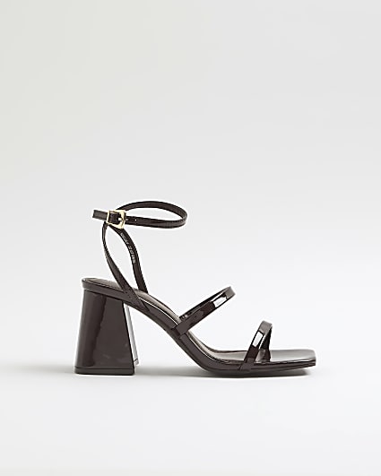 Brown Strappy Low Block Heel Sandals