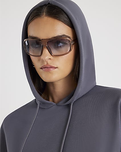 Grey Premium Short Sleeve Hooded Top