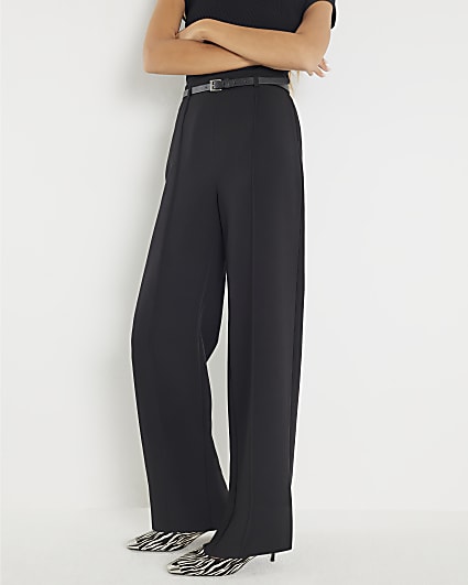 Black Belted Wide Leg Trousers