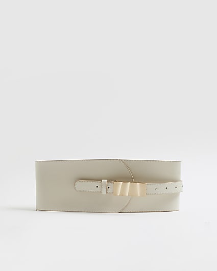 White Gold Trim Waist Belt