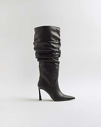Black Slouch High Leg Boots