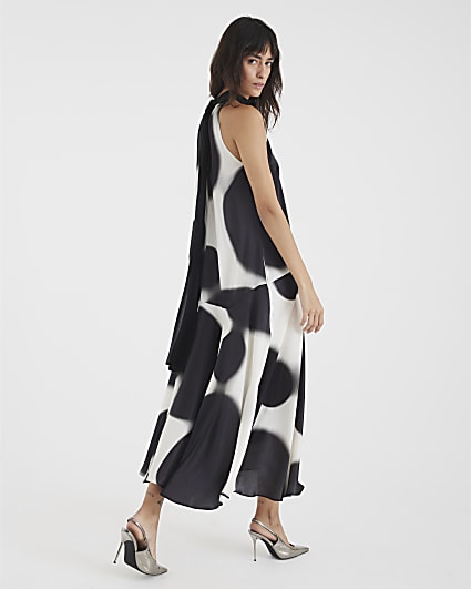 Cream Cowl Neck Spot Slip Dress