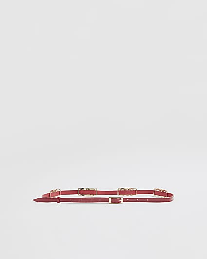 Red Vintage Style Skinny Belt