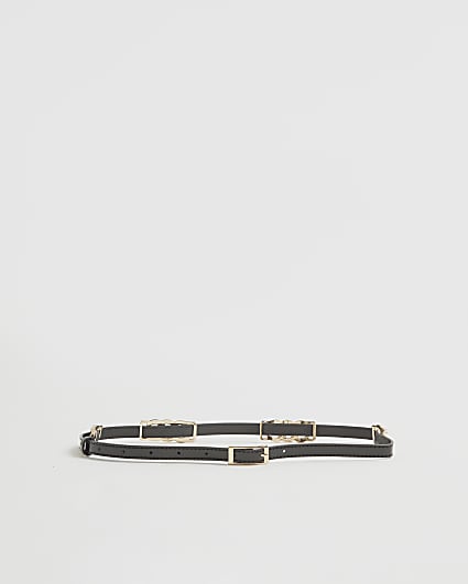 Black Vintage Style Skinny Belt