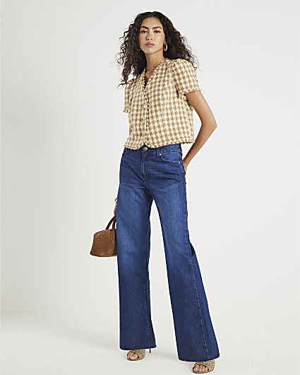 Blue Relaxed Straight Leg Jeans