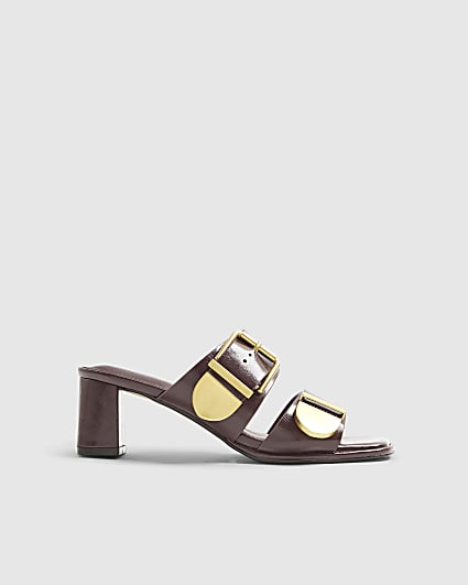 Red Double Buckle Mule Sandal