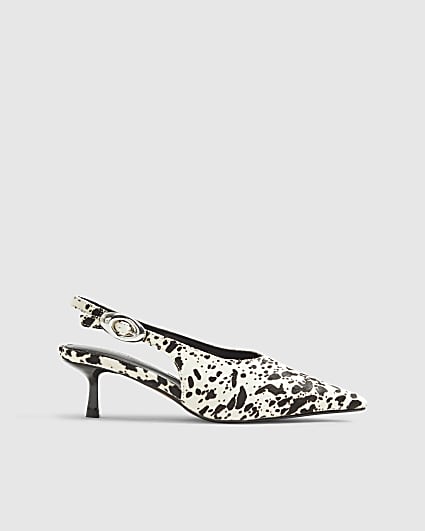Brown Leather Cow Print Court Shoes
