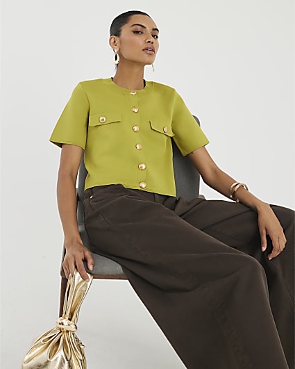 Green Military Pocket Detail T-shirt