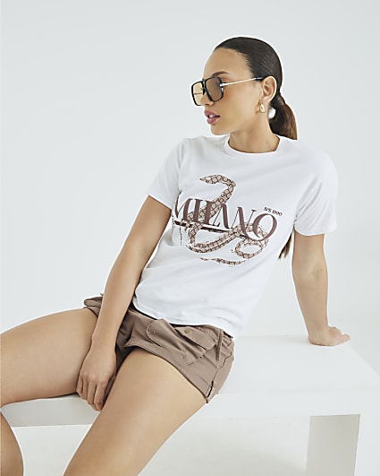White Monogram Print Snake Baby T-shirt