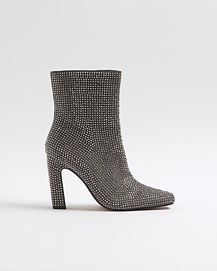 Silver Embellished Ankle Boots