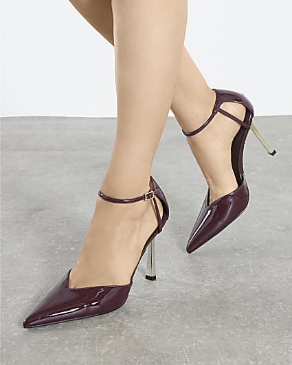 Red Patent Metal Court Heels