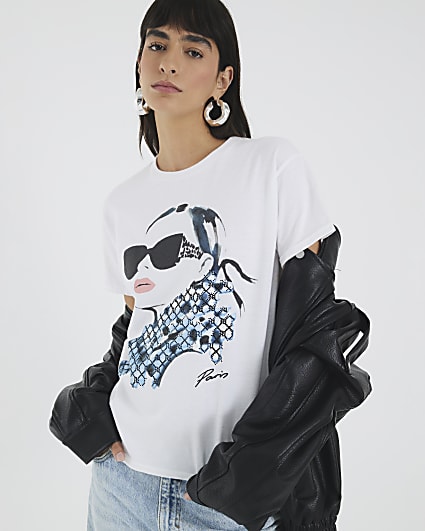 White Monogram Face T-Shirt
