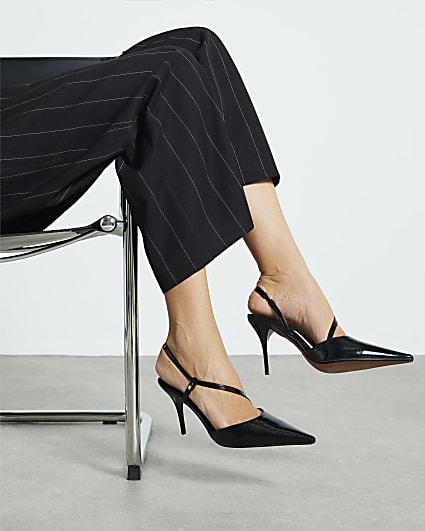 Black Strappy Court Heels