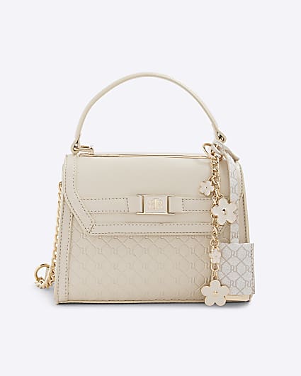 Cream Mini Monogram Cross Body Tote Bag