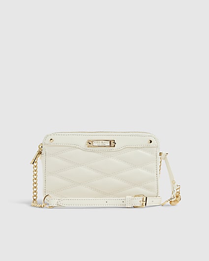 Cream Quilted Cross Body Bag