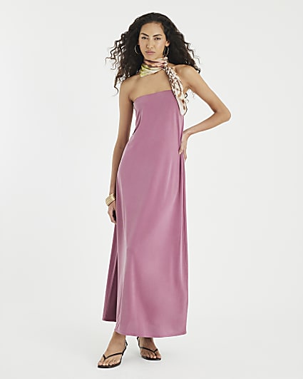 Pink Sleeveless Bandeau Midi Dress