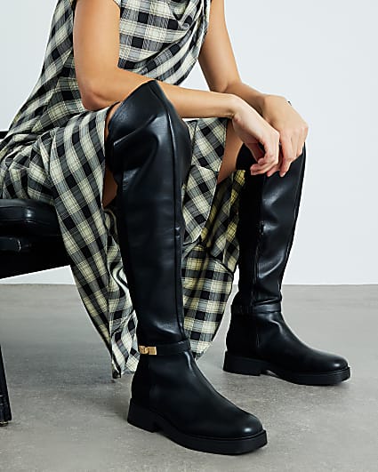 Black Wide Fit Over The Knee Riding Boots