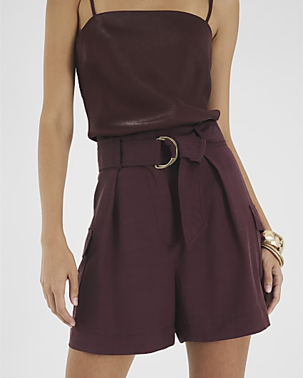 Purple Belted Utility Shorts