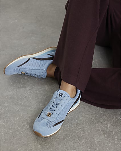 Blue Mesh Retro Style Trainers
