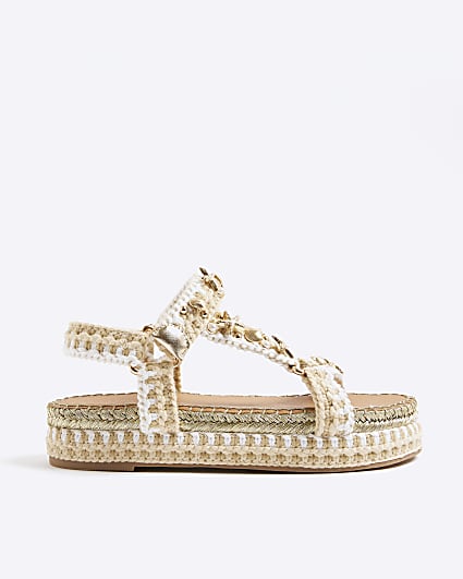 Beige Charm Embellished Sandals