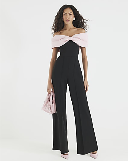 Black Bow Bardot Jumpsuit