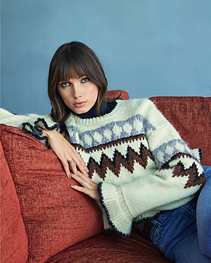 Green Knitted Fairisle Jumper