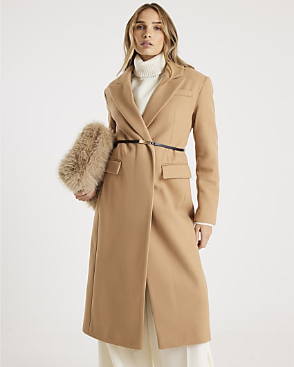 Brown Tailored Belted Coat