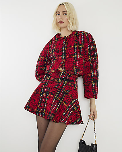 Red Tartan Boucle Jacket