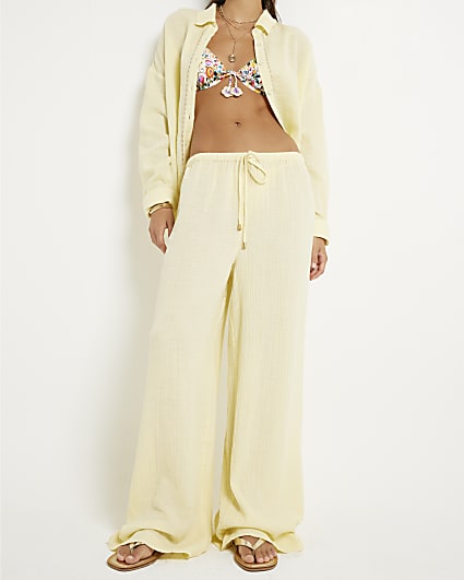 Yellow Embellished Beach Trousers