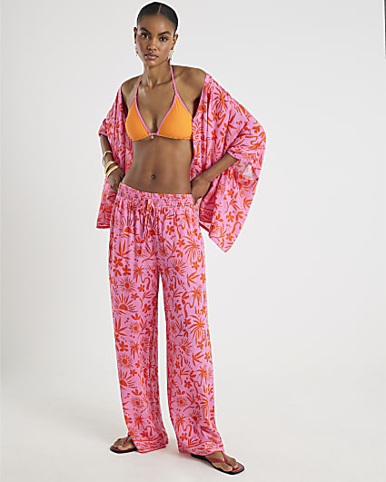 Pink Palm Printed Trousers