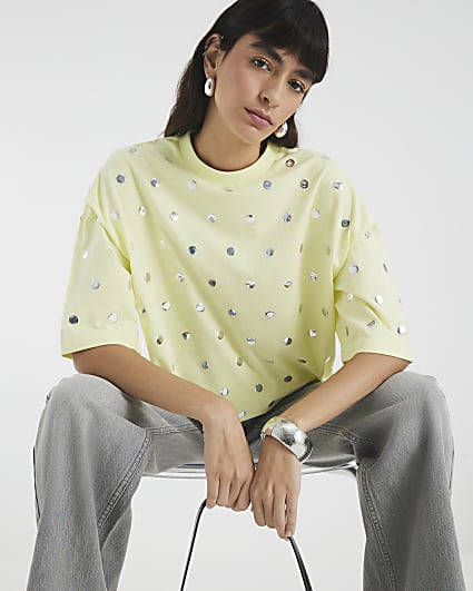 Lime Short Sleeve Studded T-shirt