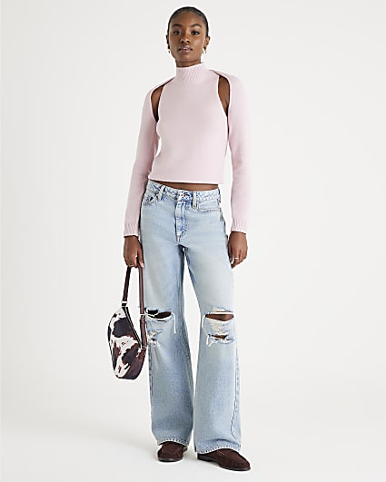 Pink Knit 2 in 1 Shrug Top