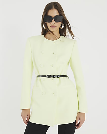 Green Structured Belted Blazer