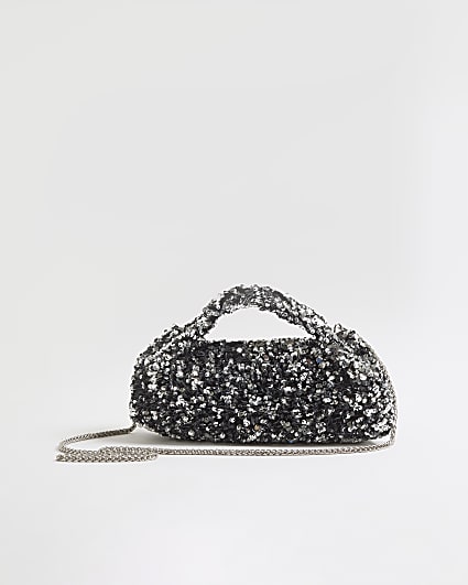 Silver Sequin Clutch Bag