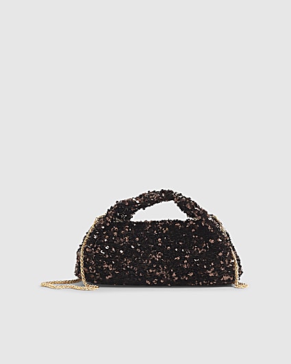 Brown Sequin Clutch Bag