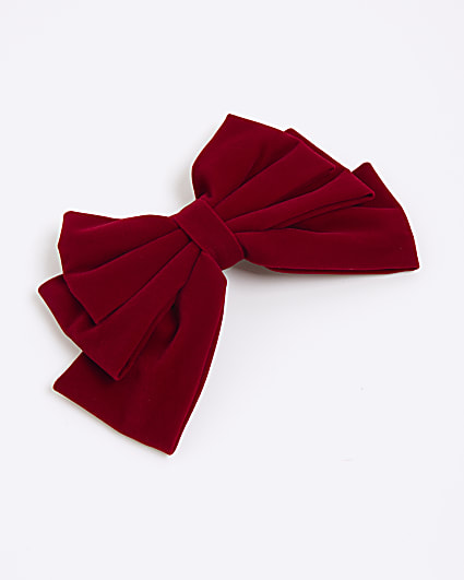 Red Christmas Velvet Bow Hair Clip