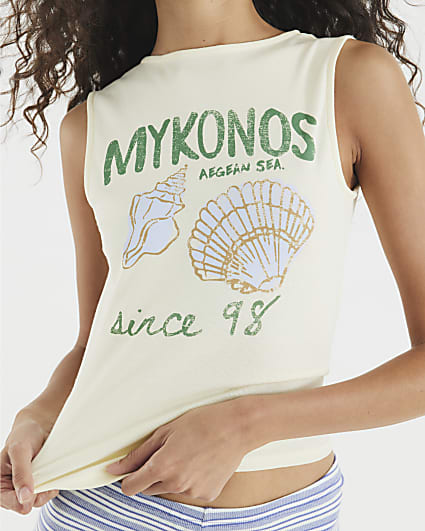 Cream Sleeveless Mykonos Shell Tank Top